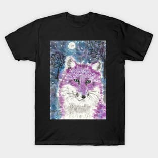 purple fox  moon art T-Shirt